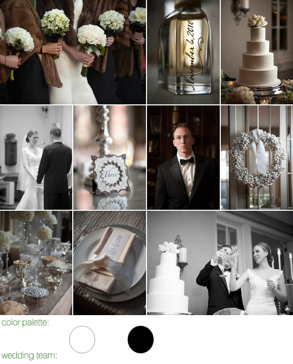 real wedding - New England -  photos by: Justin and Mary - color platte: white, cream and black - Lord Thompson Manor, CT
